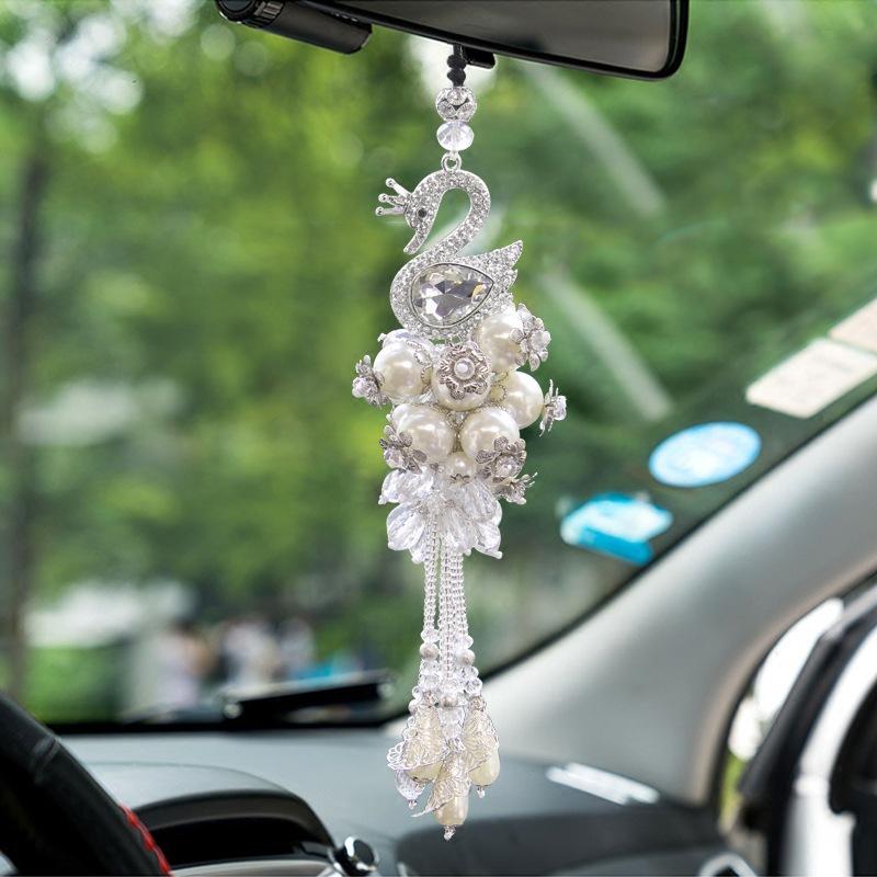 Crystal Swan Car Charm - Carreau